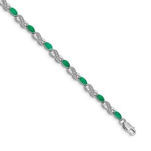 Kazi Luxury 14k White Gold Diamond and Emerald Infinity Bracelet